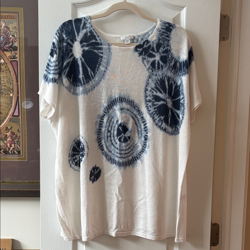 J Jill Pure Jill Tie-Dye Women's Top in Blue and White